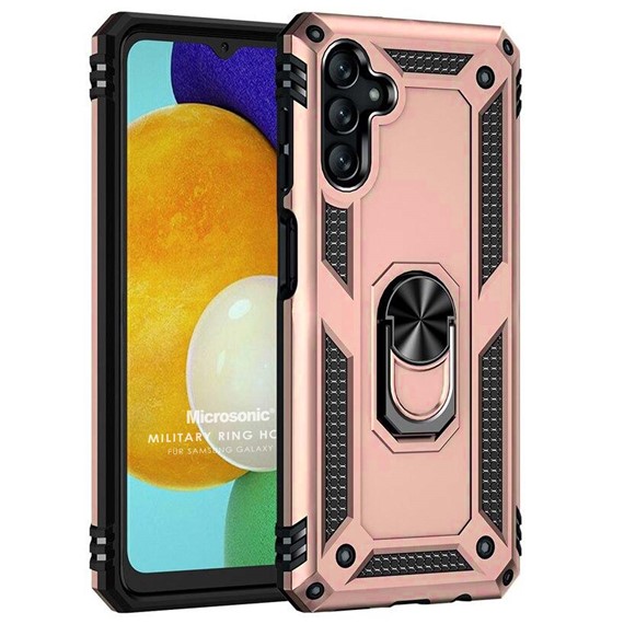 Microsonic Samsung Galaxy A13 Kılıf Military Ring Holder Rose Gold 1