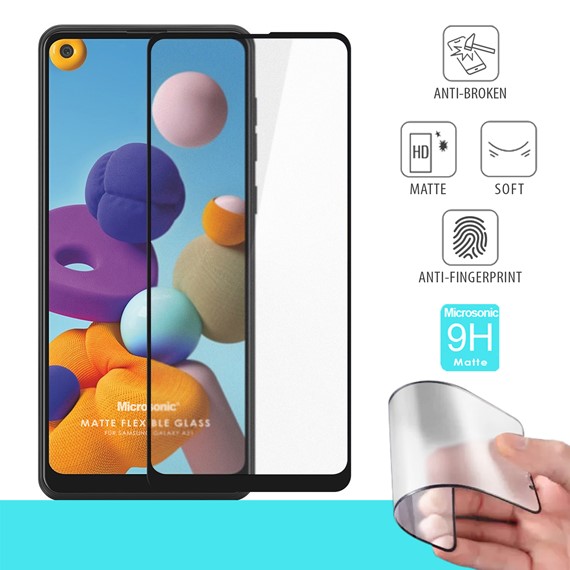 Microsonic Samsung Galaxy A21s Seramik Matte Flexible Ekran Koruyucu Siyah 1