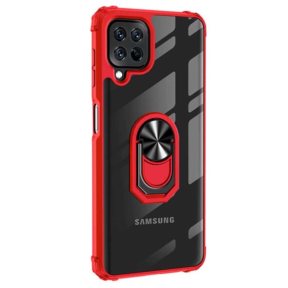 Microsonic Samsung Galaxy A22 4G Kılıf Grande Clear Ring Holder Kırmızı 2