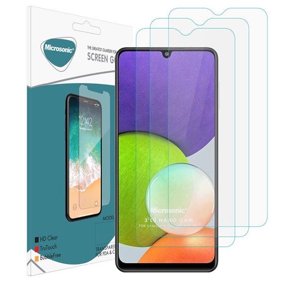 Microsonic Samsung Galaxy A22 4G Screen Protector Nano Glass Cam Ekran Koruyucu 3 lü Paket 1