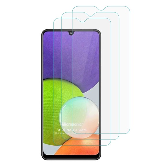 Microsonic Samsung Galaxy A22 4G Screen Protector Nano Glass Cam Ekran Koruyucu 3 lü Paket 2