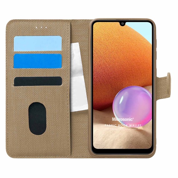 Microsonic Samsung Galaxy A32 4G Kılıf Fabric Book Wallet Gold 1