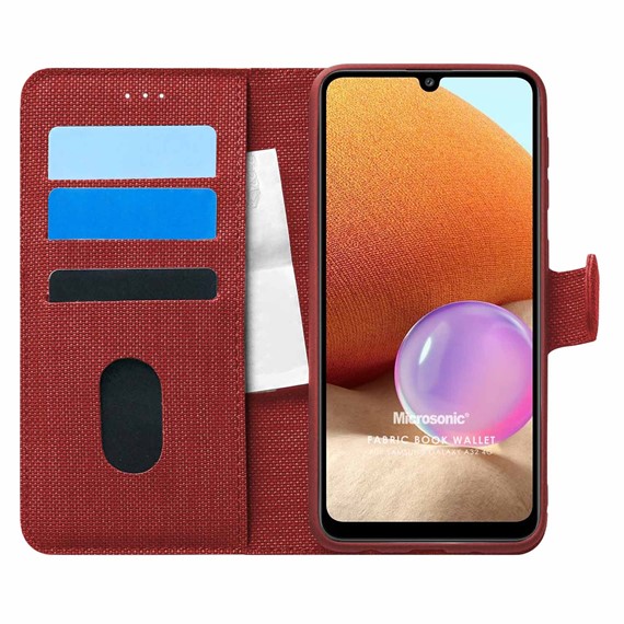 Microsonic Samsung Galaxy A32 4G Kılıf Fabric Book Wallet Kırmızı 1