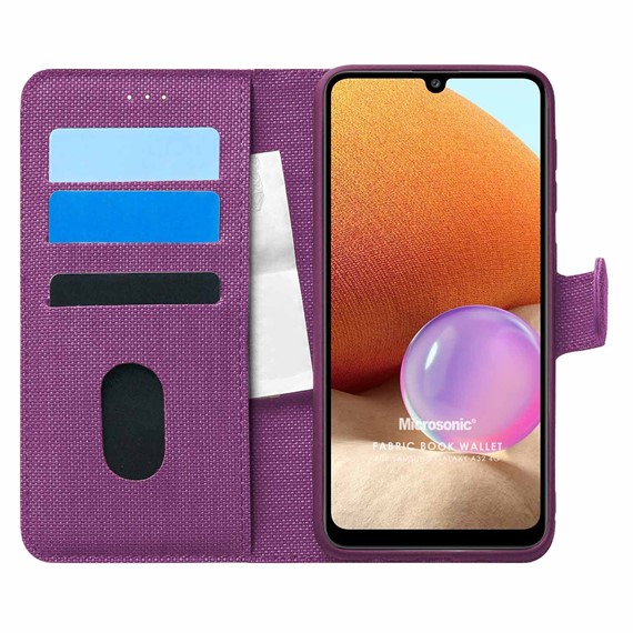 Microsonic Samsung Galaxy A32 4G Kılıf Fabric Book Wallet Mor 1