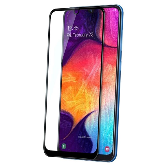 Microsonic Samsung Galaxy A50 Tam Kaplayan Temperli Cam Ekran koruyucu Siyah 3