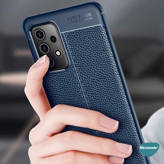 Microsonic Samsung Galaxy A52s Kılıf Deri Dokulu Silikon Siyah 7