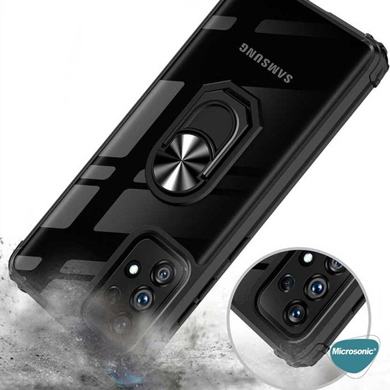 Microsonic Samsung Galaxy A52s Kılıf Grande Clear Ring Holder Siyah 7