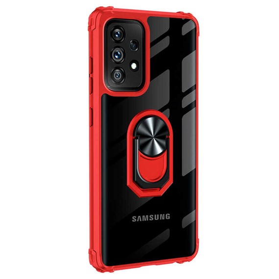 Microsonic Samsung Galaxy A52s Kılıf Grande Clear Ring Holder Kırmızı 2