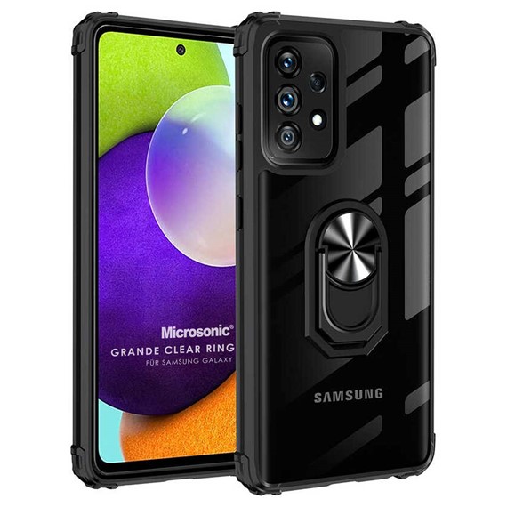 Microsonic Samsung Galaxy A52s Kılıf Grande Clear Ring Holder Siyah 1