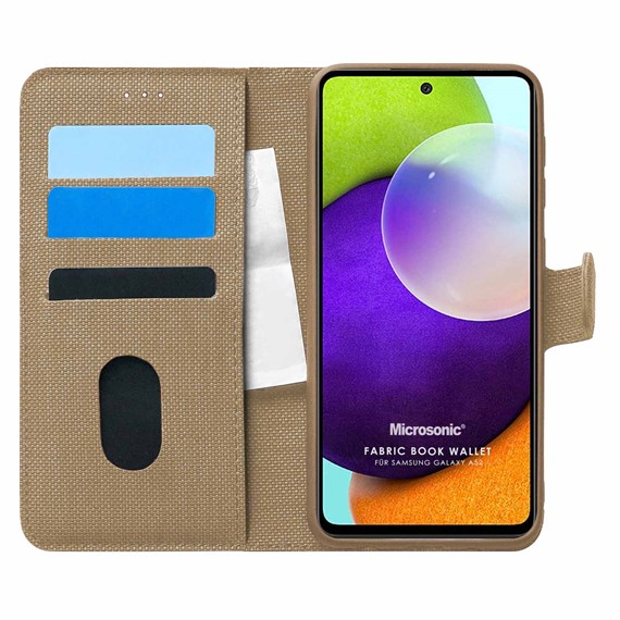 Microsonic Samsung Galaxy A52 Kılıf Fabric Book Wallet Gold 1