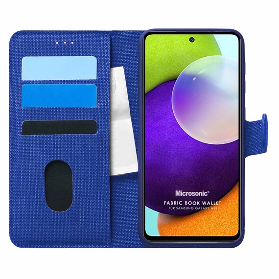 Microsonic Samsung Galaxy A52s Kılıf Fabric Book Wallet Lacivert 1