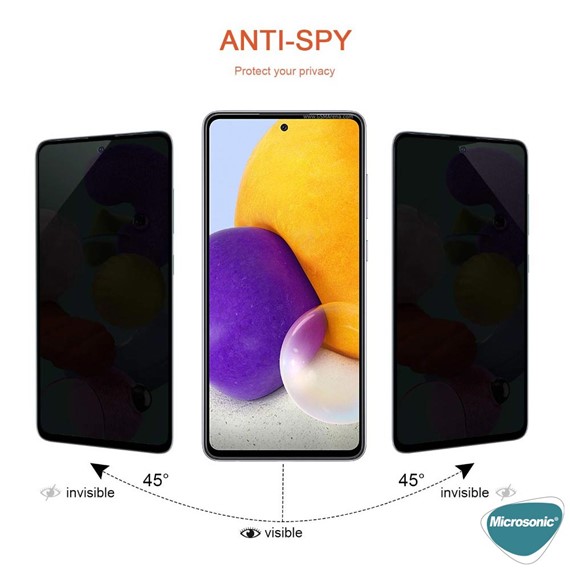 Microsonic Samsung Galaxy A52s Privacy 5D Gizlilik Filtreli Cam Ekran Koruyucu Siyah 2