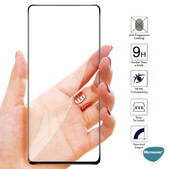 Microsonic Oppo Reno 11F Tam Kaplayan Temperli Cam Ekran Koruyucu Siyah 2