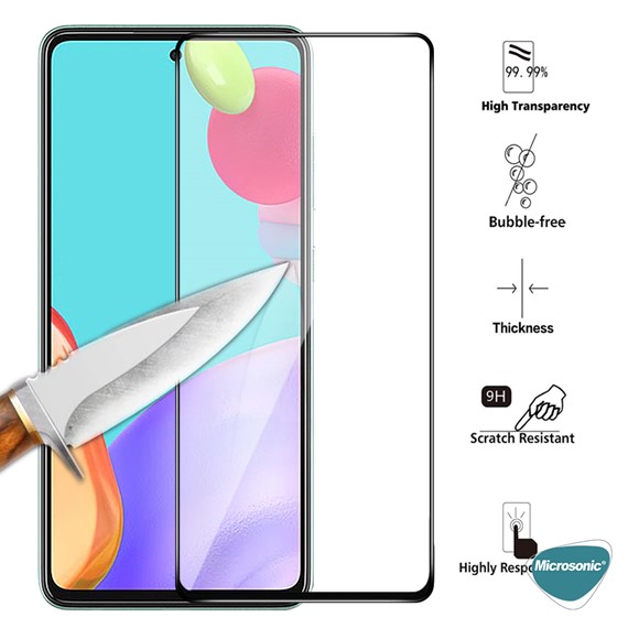Microsonic Oppo Reno 11F Tam Kaplayan Temperli Cam Ekran Koruyucu Siyah 6