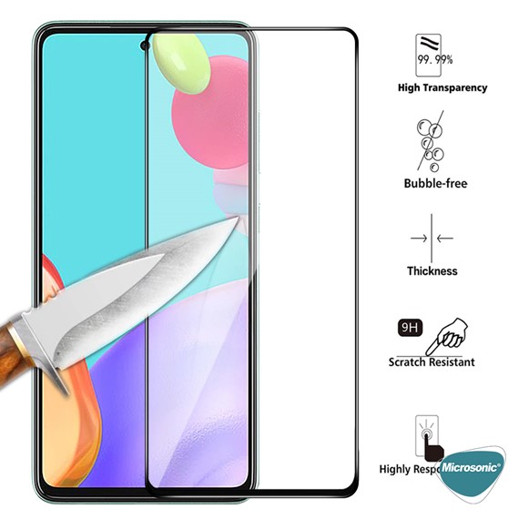 Microsonic Samsung Galaxy A72 Tam Kaplayan Temperli Cam Ekran Koruyucu Siyah 6