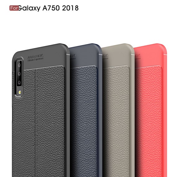 Microsonic Samsung Galaxy A7 2018 Kılıf Deri Dokulu Silikon Siyah 5