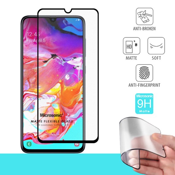 Microsonic Samsung Galaxy A70 Seramik Matte Flexible Ekran Koruyucu Siyah 1