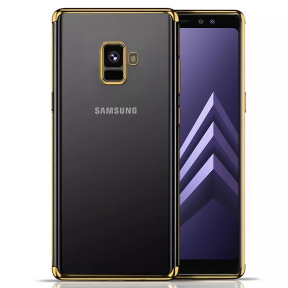 Microsonic Samsung Galaxy A8 Plus 2018 Kılıf Skyfall Transparent Clear Gold 1