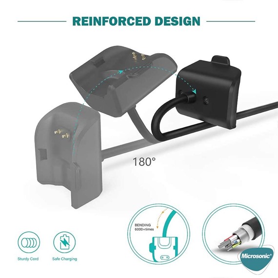 Microsonic Samsung Galaxy Fit e R375 Manyetik USB Şarj Kablosu Siyah 3