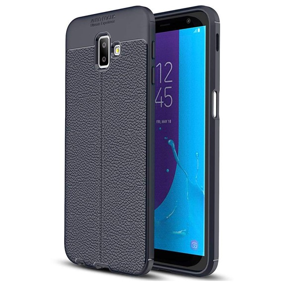Microsonic Samsung Galaxy J6 Plus Kılıf Deri Dokulu Silikon Lacivert 1