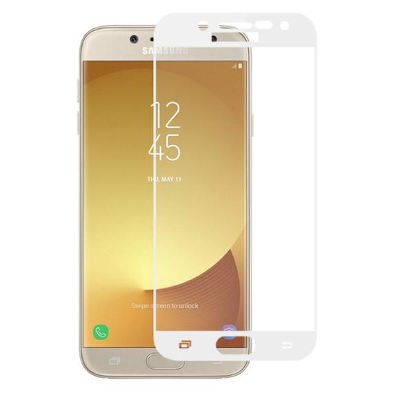 Microsonic Samsung Galaxy J7 Pro Tam Kaplayan Temperli Cam Ekran koruyucu Kırılmaz Film Beyaz 1