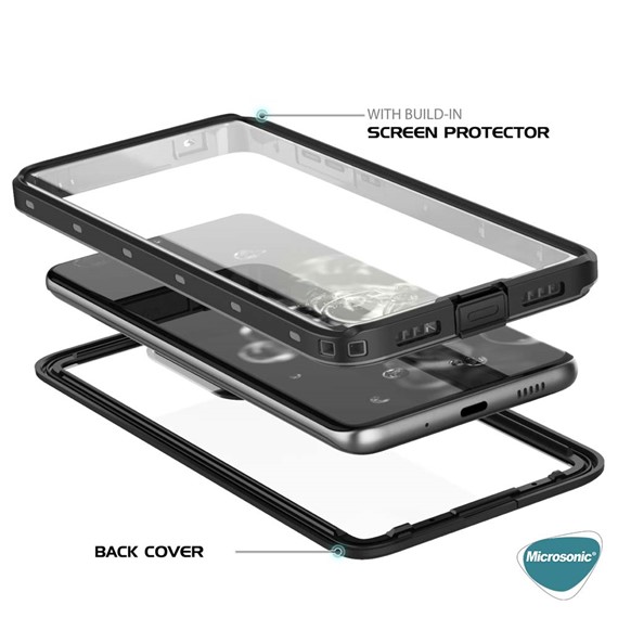 Microsonic Samsung Galaxy S23 Plus Kılıf Waterproof 360 Full Body Protective Siyah 7