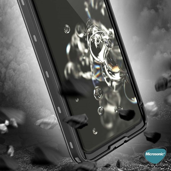 Microsonic Samsung Galaxy S20 Plus Kılıf Waterproof 360 Full Body Protective Siyah 6