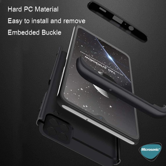 Microsonic Samsung Galaxy M12 Kılıf Double Dip 360 Protective Siyah Mavi 3