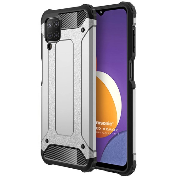 Microsonic Samsung Galaxy M12 Kılıf Rugged Armor Gümüş 1