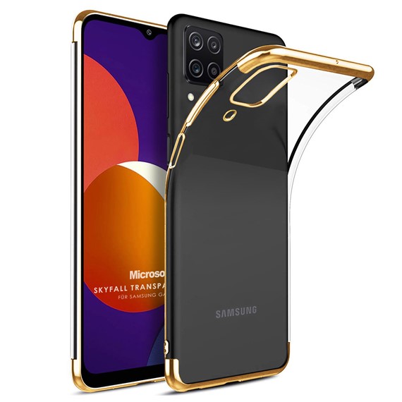 Microsonic Samsung Galaxy M12 Kılıf Skyfall Transparent Clear Gold 1