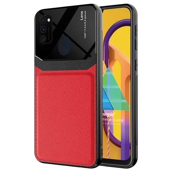 Microsonic Samsung Galaxy M30s Kılıf Uniq Leather Kırmızı 1