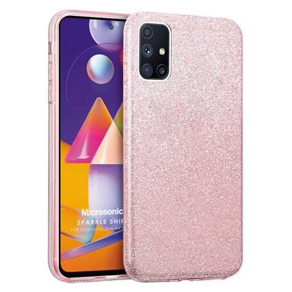 Microsonic Samsung Galaxy M31s Kılıf Sparkle Shiny Rose Gold 1