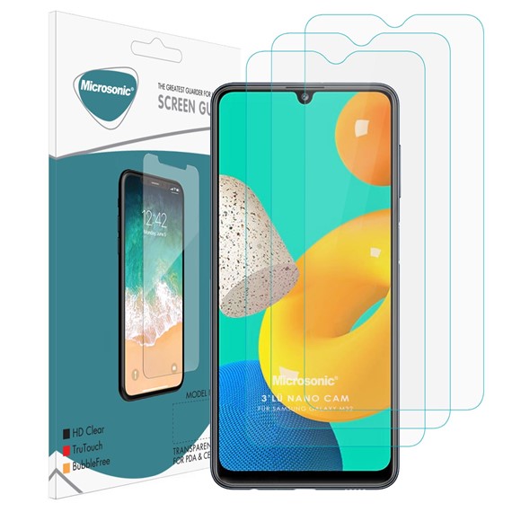 Microsonic Samsung Galaxy M32 4G Screen Protector Nano Glass Cam Ekran Koruyucu 3 lü Paket 1