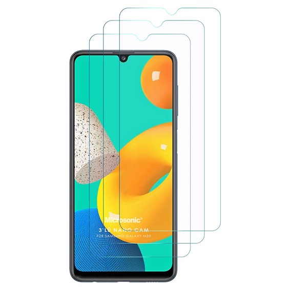 Microsonic Samsung Galaxy M32 4G Screen Protector Nano Glass Cam Ekran Koruyucu 3 lü Paket 2