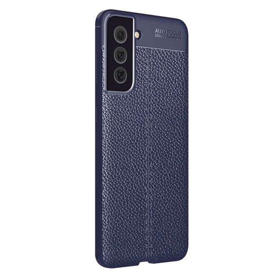 Microsonic Samsung Galaxy S21 FE Kılıf Deri Dokulu Silikon Lacivert 2