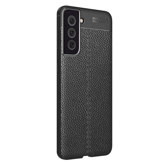Microsonic Samsung Galaxy S21 FE Kılıf Deri Dokulu Silikon Siyah 2