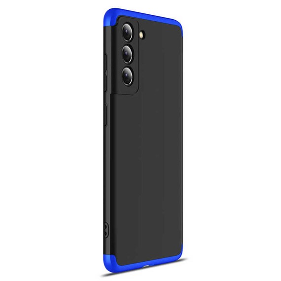 Microsonic Samsung Galaxy S21 FE Kılıf Double Dip 360 Protective Siyah Mavi 2