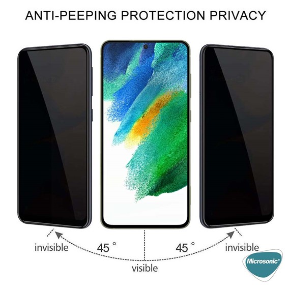 Microsonic Samsung Galaxy S21 FE Privacy 5D Gizlilik Filtreli Cam Ekran Koruyucu Siyah 2