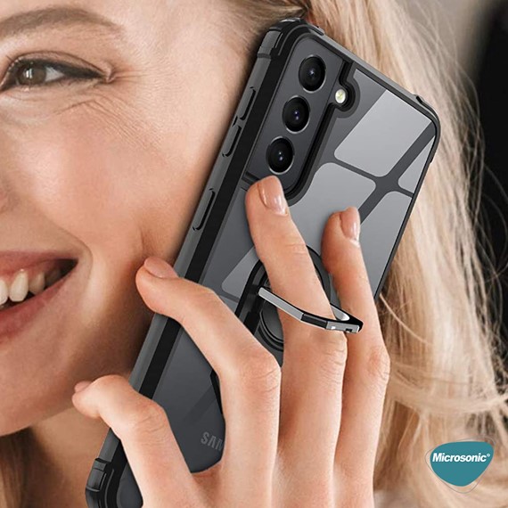 Microsonic Samsung Galaxy S21 Kılıf Grande Clear Ring Holder Siyah 7