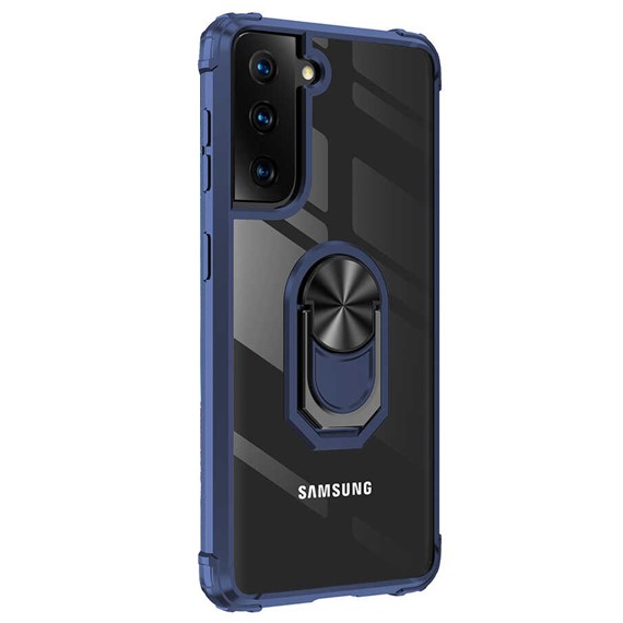 Microsonic Samsung Galaxy S21 Kılıf Grande Clear Ring Holder Lacivert 2