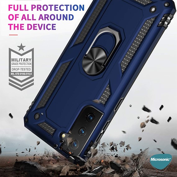 Microsonic Samsung Galaxy S21 Plus Kılıf Military Ring Holder Lacivert 5