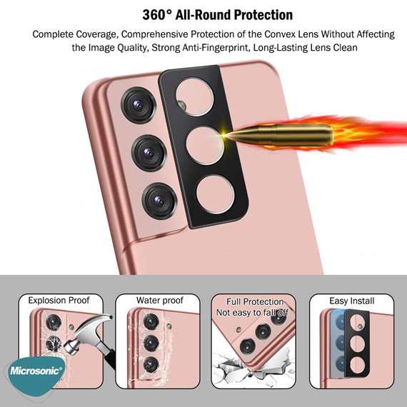 Microsonic Samsung Galaxy S22 Kamera Lens Koruma Camı V2 Siyah 2