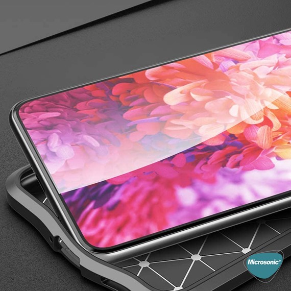 Microsonic Samsung Galaxy S21 Plus Kılıf Deri Dokulu Silikon Lacivert 8