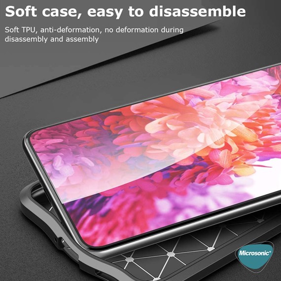 Microsonic Samsung Galaxy S21 Ultra Kılıf Deri Dokulu Silikon Lacivert 8