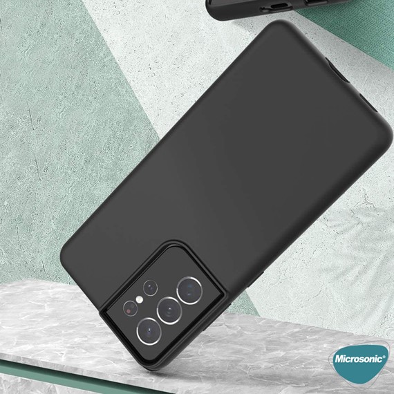 Microsonic Matte Silicone Samsung Galaxy S21 Ultra Kılıf Siyah 4