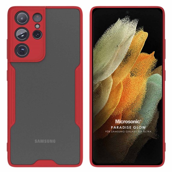 Microsonic Samsung Galaxy S21 Ultra Kılıf Paradise Glow Kırmızı 1
