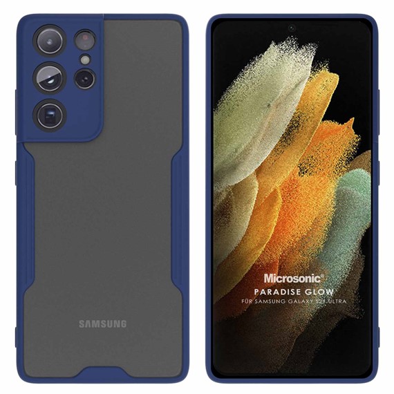 Microsonic Samsung Galaxy S21 Ultra Kılıf Paradise Glow Lacivert 1