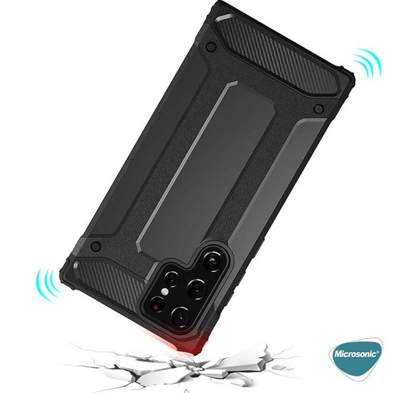 Microsonic Samsung Galaxy S22 Ultra Kılıf Rugged Armor Siyah 6