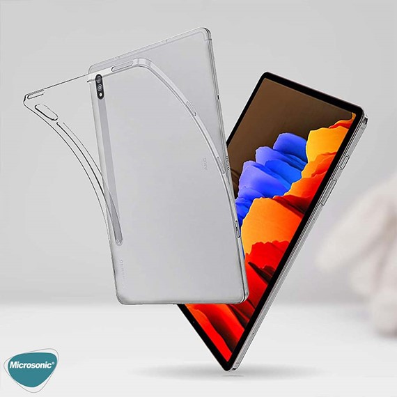 Microsonic Samsung Galaxy Tab S7 FE LTE T737 Kılıf Transparent Soft Siyah 3