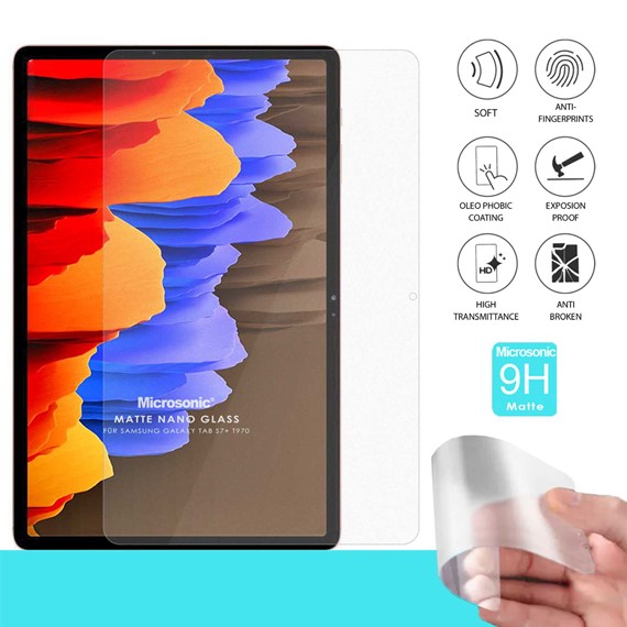 Microsonic Samsung Galaxy Tab S7 Plus T970 Matte Nano Glass Cam Ekran Koruyucu 1